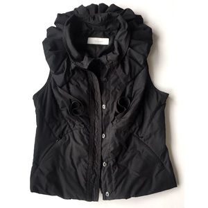 T Tahari ruffle neck puffer vest
